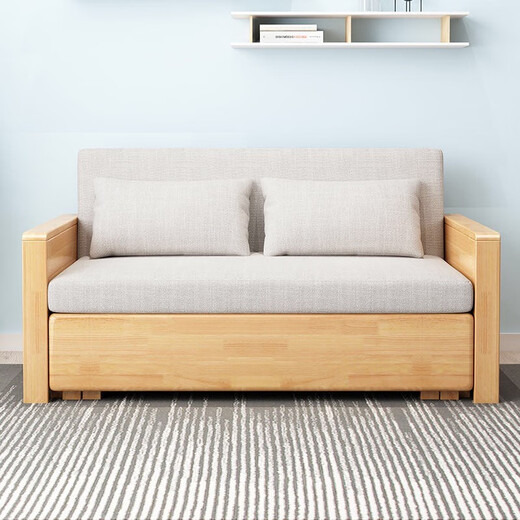 MU GONGZI SOFFICATION DE LA LOBE DE MU GONGZI Pliant Simple Modern Living Room Multi-fonction Petit appartement Single et double assis et couché à double usage lit 1,5 mètres Couleur de noix Couleur marron coco