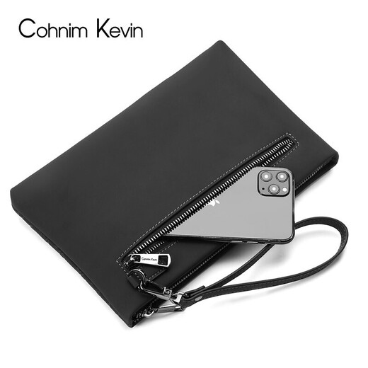 Bolso a mano para hombres de Cohnim Kevin sosteniendo la mano de la mano de los hombres con la cremallera que sostiene una billetera larga dando a su esposo el regalo de cumpleaños del padre [negocio de la moda] c226 negro