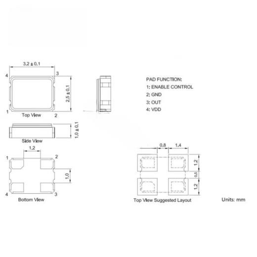 3225 patch 8M10M12M13.56M16M20M24M25M26M27.12M30M32M50M 14.7456MHZ 3225 active 5.0V