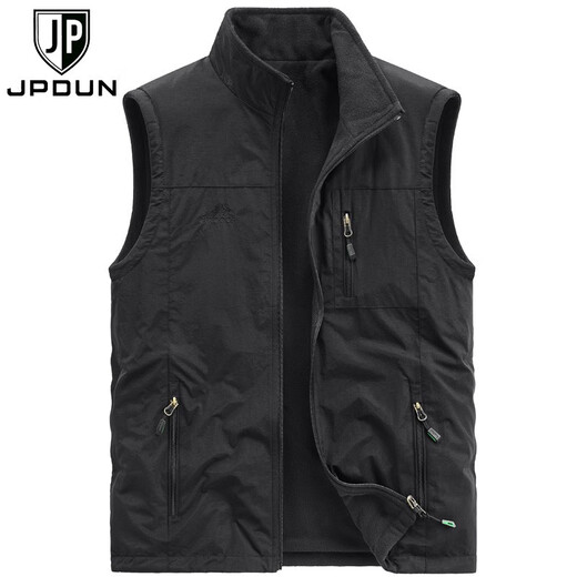 JP两面穿加绒马甲男背心厚款马甲保暖9618 卡其色 M(适合110斤-125斤)