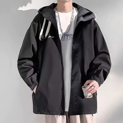 李宁黑色风衣2024秋季男款健身系列防泼水休闲防风薄款简约百搭运动服 冷檀黑 AFDT753-6 S
