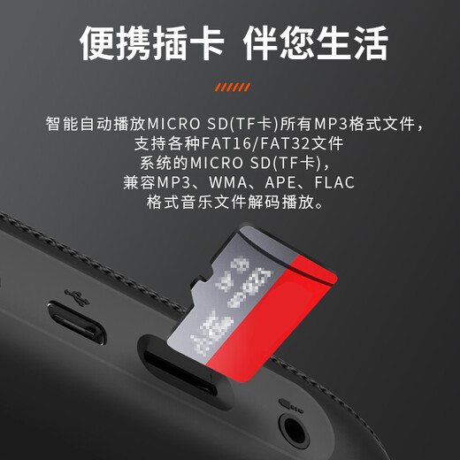 JBL TUNE3 multi-function plug-in card Bluetooth speaker, national subsidy, portable outdoor audio, FM radio, TF card, travel gift, gray