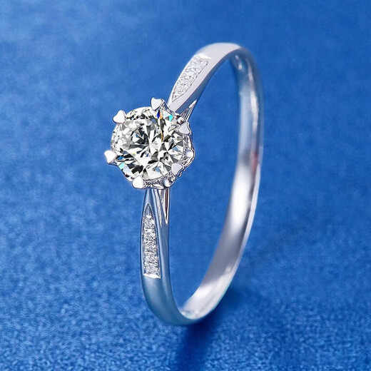 AVHE platinum diamond ring crown micro-paved snowflake six-claw cultivated diamond D color artificial real diamond wedding gift Chinese Valentine's Day snowflake bouquet micro-paved - 20 points diamond D color 9-20 circle can be consulted