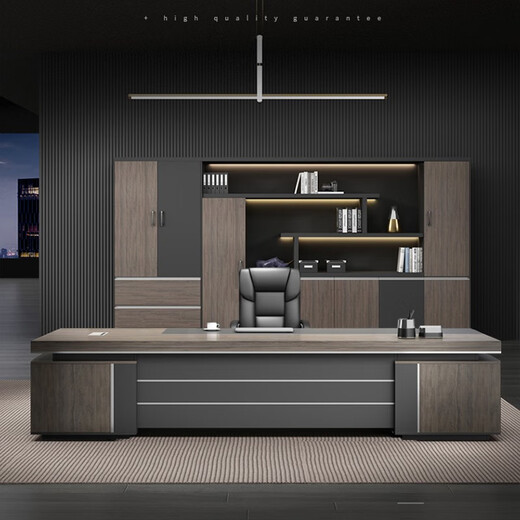 GEZHIMU black gold boss desk simple modern president desk combination new Chinese style manager light luxury executive desk furniture 1.6m boss desk single side cabinet