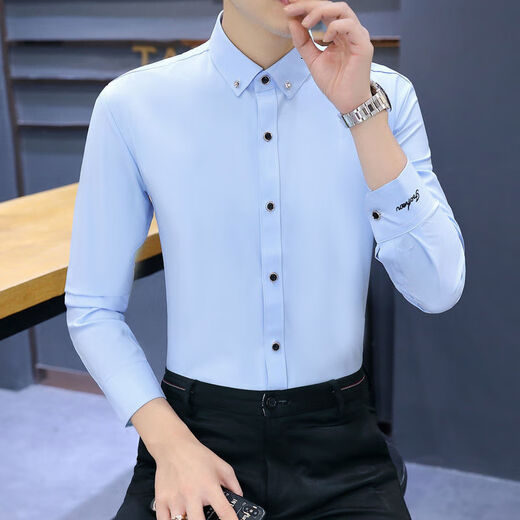Yunhanyes neues Herrenhemd, modische elastische gestreifte Business-Stil, schlanke und schlanke junge modische Herrenkleidung, kostenloses Bügelhemd, 829 Black 3xL, empfohlen, etwa 148-168jin [Jin ist 0,5 kg]
