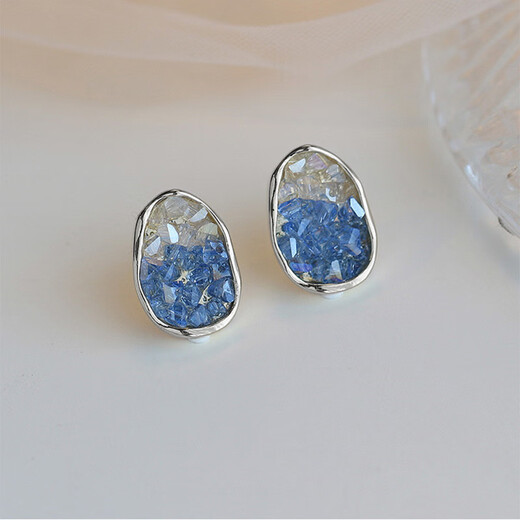 S925 silver needle sea crystal earrings 2023 new style fresh and simple earrings niche design earrings for women green