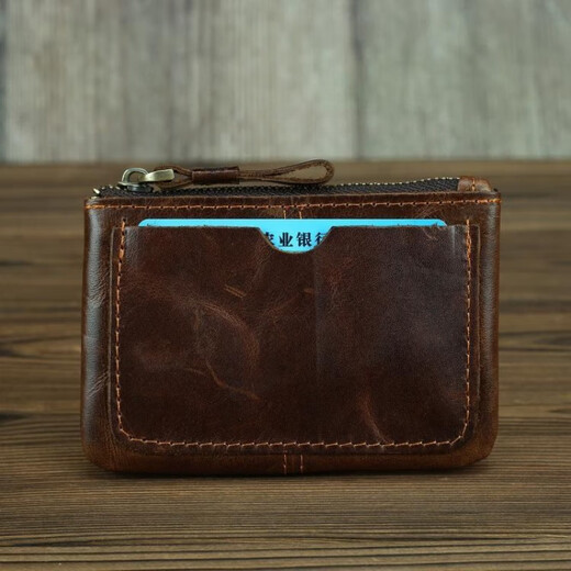 
LUOYIDE (LUOYIDE) top layer cowhide mini card bag small coupon wallet men and women retro handmade genuine leather driver's license key bag Chinese Valentine's Day black lychee pattern