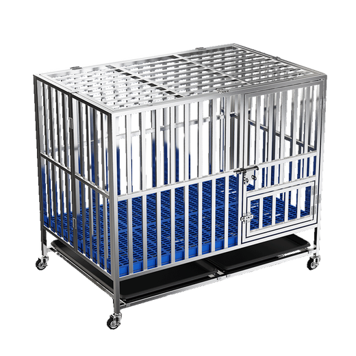 HKML stainless steel dog cage large dog cage folding medium dog small dog pet with toilet indoor dog house outdoor 125*75*106 folding square tube fully welded 1 shot of 6 free dogs factory direct sales new products limited time impulse