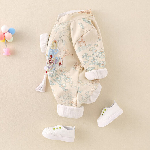 G.Duckkids ropa para niños ropa de bebé primavera y otoño Nuevo estilo nuevo Outumn otoño estilo chino bordado vestido de un año niños 155 color de albaricoque [primavera y otoño estilo delgado] 66 cm 66 tamaño 3-6 meses (recomendado 10-13 Jin [Jin equivale a 0.5 kg])