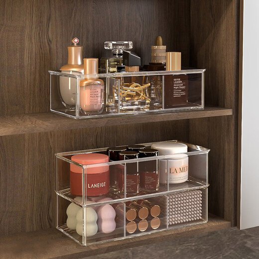 KAMAN Mirror Cabinet Storage Box Bathroom Transparent Acrylic Cosmetics Storage Organizing Box Washstand Bathroom Storage Rack Classification Storage Box Long Five-Gate 1