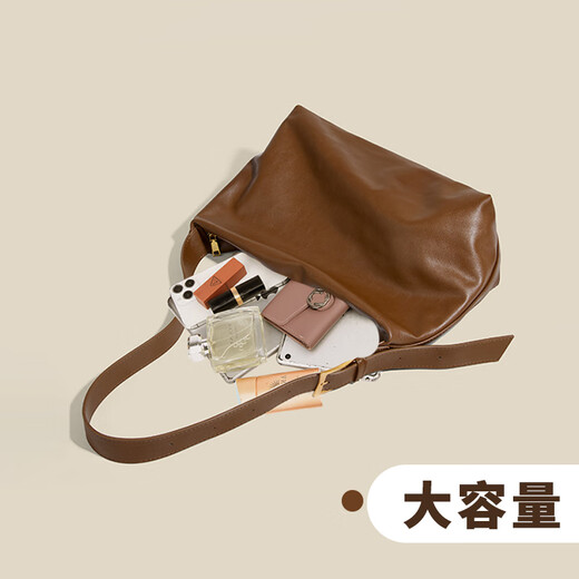 Ukedati bag women's bag large capacity tote bag crossbody bag soft collapse minimalist style commuter shoulder bag 25 new Chinese Valentine's Day gift khaki color