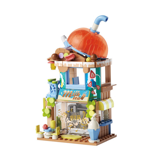 [90% new] Miniso (MINISO) super satisfying milk tea shop street view building blocks assembled LEGO adult children's toys birthday gift for men and women