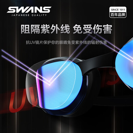 SWANS swimming goggles professional women's large frame racing anti-fog high-definition men's coating training triathlon swimming SR81M-2 black