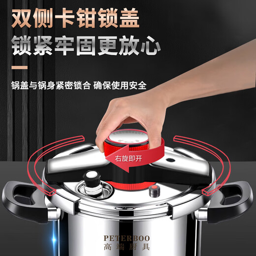 German explosion-proof 304 stainless steel induction cooker universal gas open flame pressure cooker household pressure cooker large commercial pot upgraded to supreme explosion-proof 4-6 people 22cm 5L