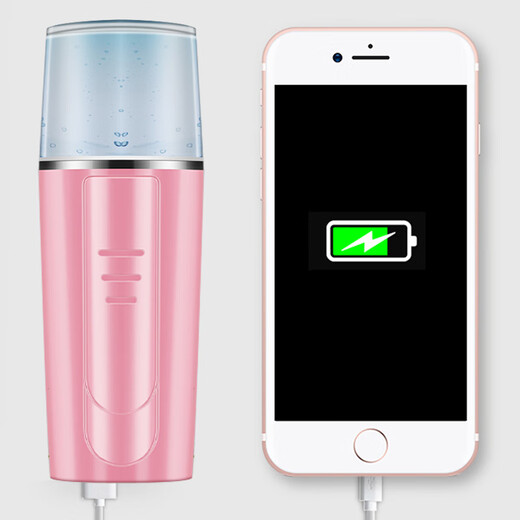 安尚纳米喷雾充插电补水仪保湿脸部眼睛蒸脸器加热美容仪加湿器可测皮肤功能手持充电蒸脸水光注氧仪器 充电 30ml 纳米补水 充电宝功能 粉