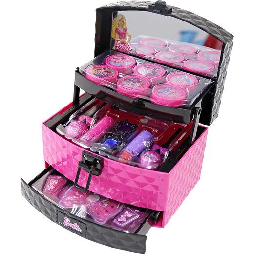 [70% neu] Barbie Barbie Kinderkosmetik Prinzessin ungiftige Make-up-Set-Mädchen spielen Haus Puzzle Toys Barbie Professionelle tragbare Make-up-Box