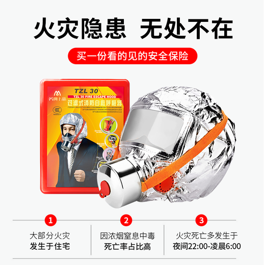 Top-quality classic upgraded gas mask, filtered fire self-rescue respirator, fire and smoke escape mask, escape mask TZL30