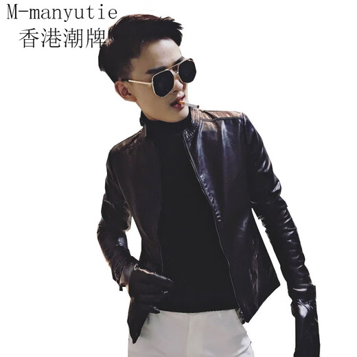 90Jin Jin is equal to 0.5kg. Wearable fit. Small size leather jacket for men. Autumn and winter plus velvet leather jacket. Size S.