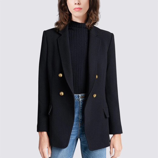 MeetMetro Mayer 2026 Spring New Black Suit Jacket Women's Fashion Casual Professional Temperament Suit Black XL