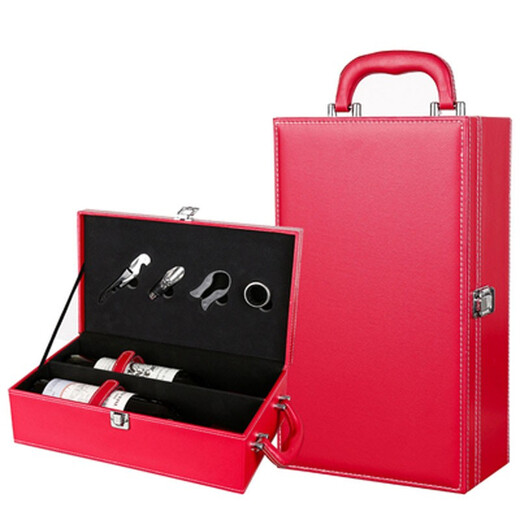 Chuangweiyue red wine leather box wine gift box double packaging box empty box foreign wine leather box wine box wine box black crocodile pattern double box with wine utensils
