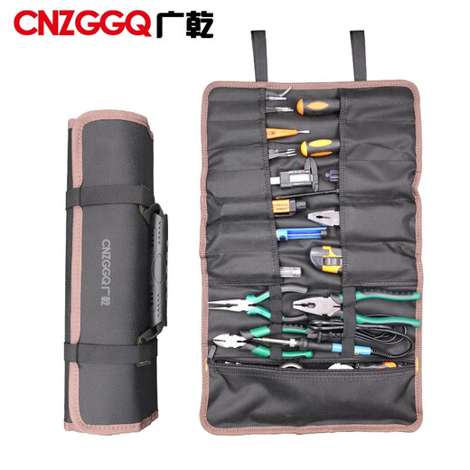 DELIXI Guangqian Oxford roll tool bag empty bag multi-functional portable storage bag tool pocket storage without clutter, messy black