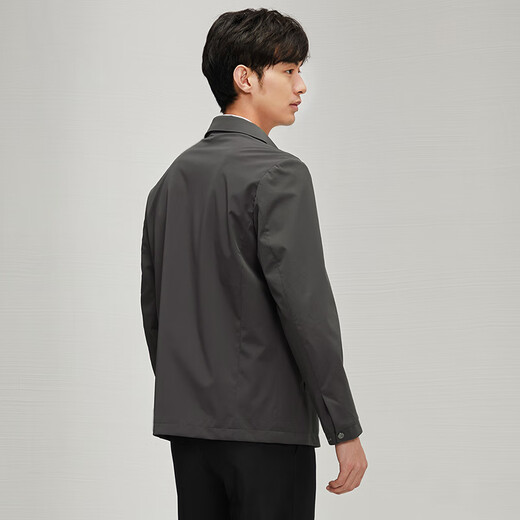 柒牌男装翻领夹克男2025春夏新款暗纹提花商务通勤休闲茄克衫外套0170 深灰 XL (180)