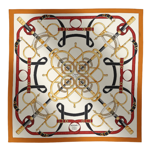 Hermes (HERMES) new silk scarf for women, double-sided shawl, hand-stitched edge 88.5x88.5 cm, caramel color
