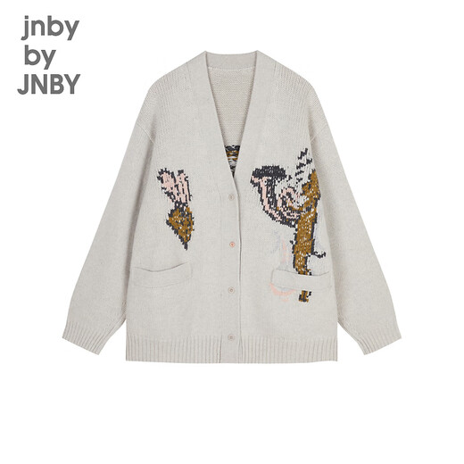 Jnby by JNBY parent-child clothing sheep wool Jiangnan Buyi children's clothing autumn cardigan jacket boys and girls 1N9311450 058 green gray white 110 cm