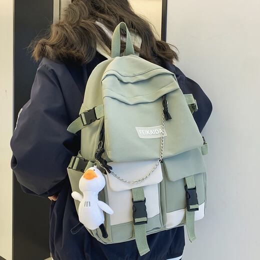 法德陆 中学生男书包女初中生韩版高中高颜值大容量双肩包大学生潮酷背包 feida1047黑色+小白鸭