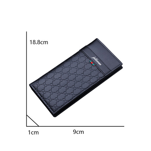 Dijiale Korean version leather wallet simple men's large capacity long wallet student personality retro men's leather wallet multiple card soft leather can hold driver's license wallet for boyfriend gifts Long black