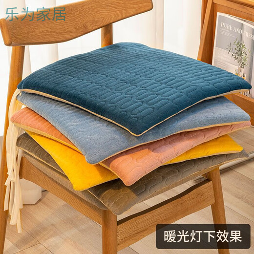 Qiaorui thickened cushion soft butt cushion office student classroom dormitory stool butt chair cushion car seat cushion corduroy light blue non-slip bottom + strap 40*40cm*thick about 4cm suitable for dining tables and chairs