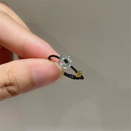 Youqianhua Unique Flower Coin Braided Rope Ring Women's Niche Design Simple Ring Adjustable Youqianhua Black Ring Adjustable One Size