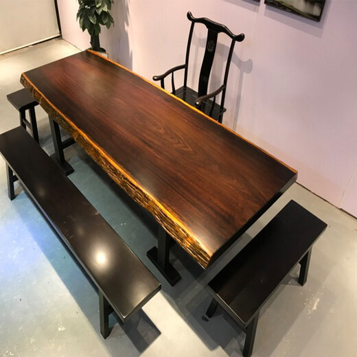 Guge Black Gold Sandalwood Black Sandalwood Large Board Solid Wood Large Board Tea Table Log Simple Coffee Table Coffee Table Office Conference Table 160-80 Single Table Comes with Bracket