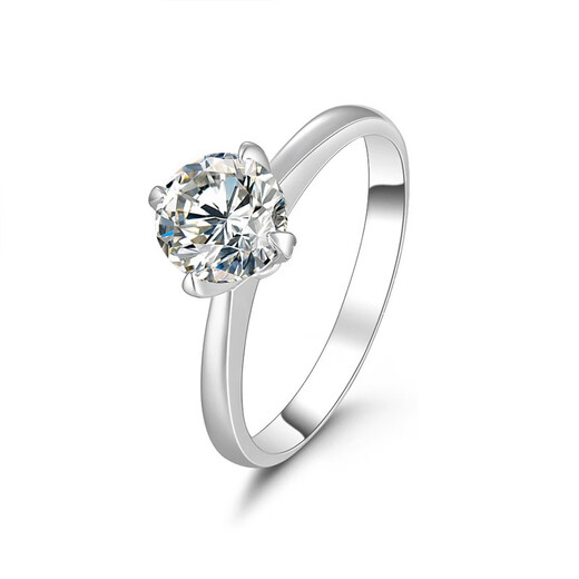 AVHE platinum white ring for wedding couple. Artificially cultivated diamond carat set wedding gift for girlfriend Qixi Festival. Platinum four-claw diamond ring-1 carat D color/VVS 9-20 circle can be noted.