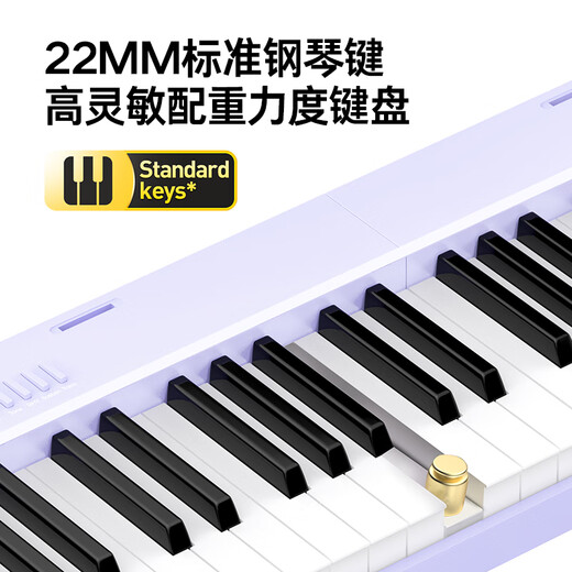 特伦斯折叠琴88键便携式电钢成人儿童电子琴重力度键盘V30pro家用 梦幻紫+专用琴包