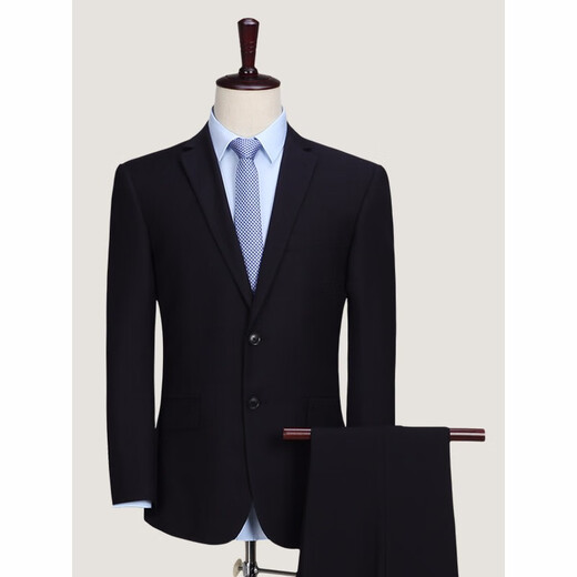 Langdeng suit suit men's business attire autumn business interview formal wear youth slim host groom groom wedding men's dress black standard version A 52 size top - optional pants size no 38