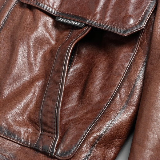 Hengyuanxiang Ziegenlederfell einteilige Männer mit echter Lederjacke für Herren silberne Ball grau Nerz Innerer Deckel Marten einteiliger kurzer Reißverschluss mit Kapuze Winter Brown L.