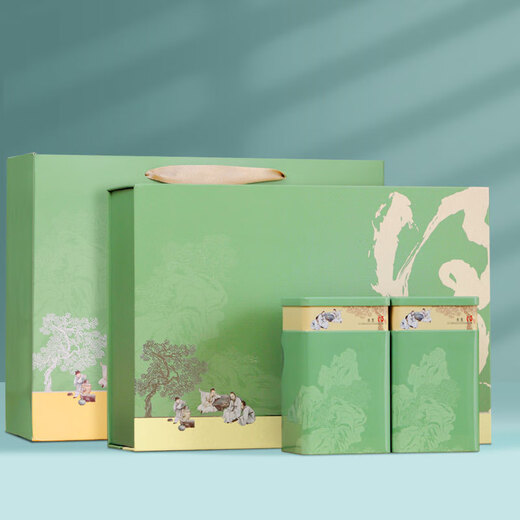 Boxin carefully selected Dexian green tea gift box tea green tea Longjing Biluochun green tea spring tea tea for your own consumption Dexian Longjing green tea two cans gift box 200g