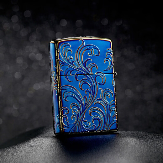ZIPPO [Light Luxury Tangcao] Treasure Wind-proof Kerosene Lighter Smoked Gold Baked Blue Collection Gifts for Boyfriends and Mens One Size Qianqiu Pattern (TC9901XJ)