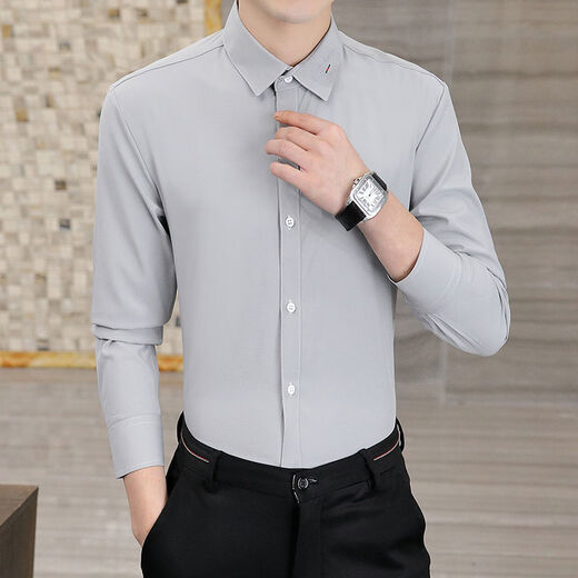 Yunhanyes neues Herrenhemd, modische elastische gestreifte Business-Stil, schlanke und schlanke junge modische Herrenkleidung, kostenloses Bügelhemd, 829 Black 3xL, empfohlen, etwa 148-168jin [Jin ist 0,5 kg]