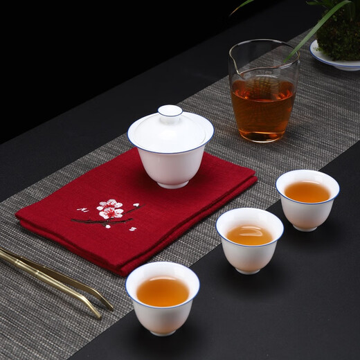 Zhengyang Yangyang Tea Towel Tea Cloth Absorbent Wufu Printed Square Fine Fiber Cloth Tea Tray Accessories Tea Set Special Towel Rag Tea Classic (Gray)