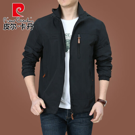 Pier Cardin Marke High-End-Herrenkleidung Outdoor Herrenjacke Herbst und Winter 2025 Neue Herbst-Tops mittleren Alters plus Samtclips plus Samt 9898 Dunkelblau Style 2XL