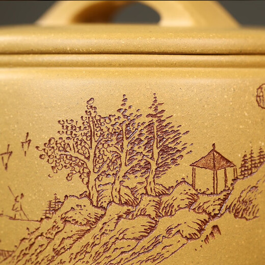 Zanghutianxia small capacity Yixing purple clay teapot pure hand carved Kung Fu tea set raw ore golden section mud teapot large mouth Han tile Han tile
