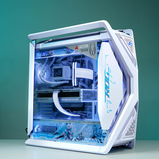 ASUS AMD Ryzen R7 9800X3D 5090D 5080 graphics card ROG family barrel pure white Genesis gaming desktop overclocking e-sports AI host DIY assembly computer complete R7 9800X3D+RTX5080 configuration three