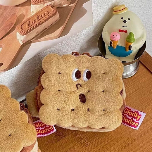 Qindu милый ins cookie cookie conswlet creative маленький кошелек мультфильм для хранения наушников Студент Студент Стулочный кулонный клавиш S 1 упаковка [Симпатичное сэндвич -печенье