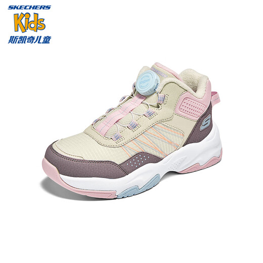 Skechers children's velvet boots (jump series) autumn and winter velvet casual boys' non-slip cotton shoes 303499L girls/natural color/multicolor/NMLT 36