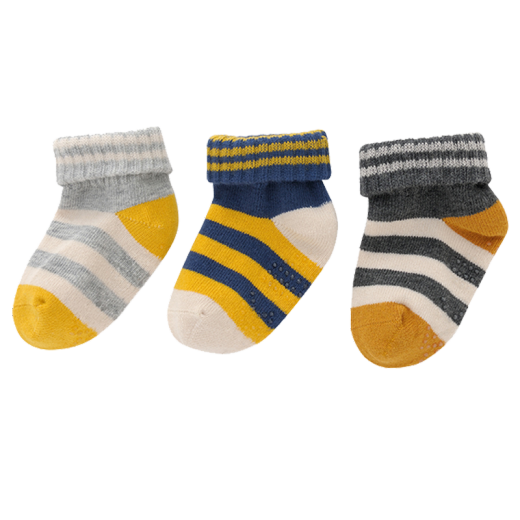Yings Babysocken, Jungen und Mädchen, lernen Sie zu Fuß, ohne Schlupf-, Herbst- und Winterbaumwollsocken, 3 Paare, 188a6212 188a6210 188a6213 männliches Baby 188a6212 Indigo 7,5 cm 0-3 Monate