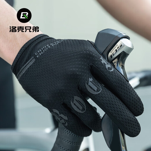 Rock Brothers Cycling Gants Full Finger Highway Glants Mountain Gants Long Finger Men et Femmes Spring and Summer Screen Screen Gants Black M