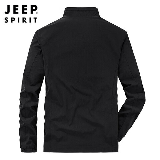 JEEP SPIRIT Jeep Jacket Men's Spring and Autumn Jacket Men's Reversible Stand Collar Casual Sports Men's Top Black XL