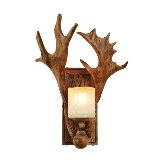 Shusheng European wall lamp indoor foyer Nordic retro industrial style deer antler lamp personalized creative living room aisle American antique deer head decoration B3036-electroplated gold